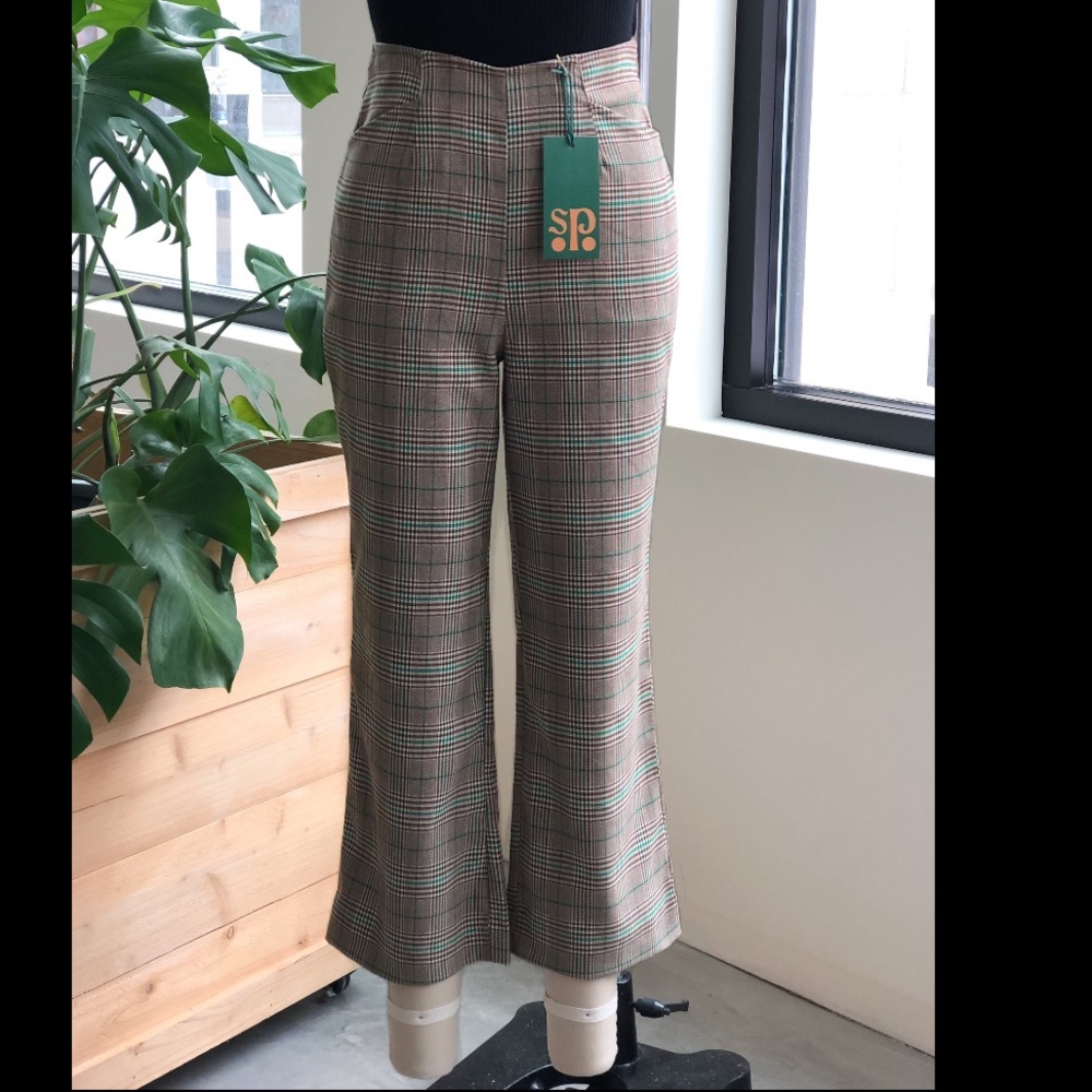 Samantha Pleet Ballad Plaid High Rose crop Pants